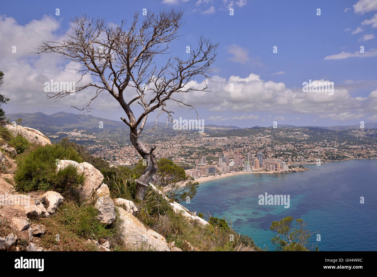 geography / travel, Spain, view towards the skyline of Calpe and the ...