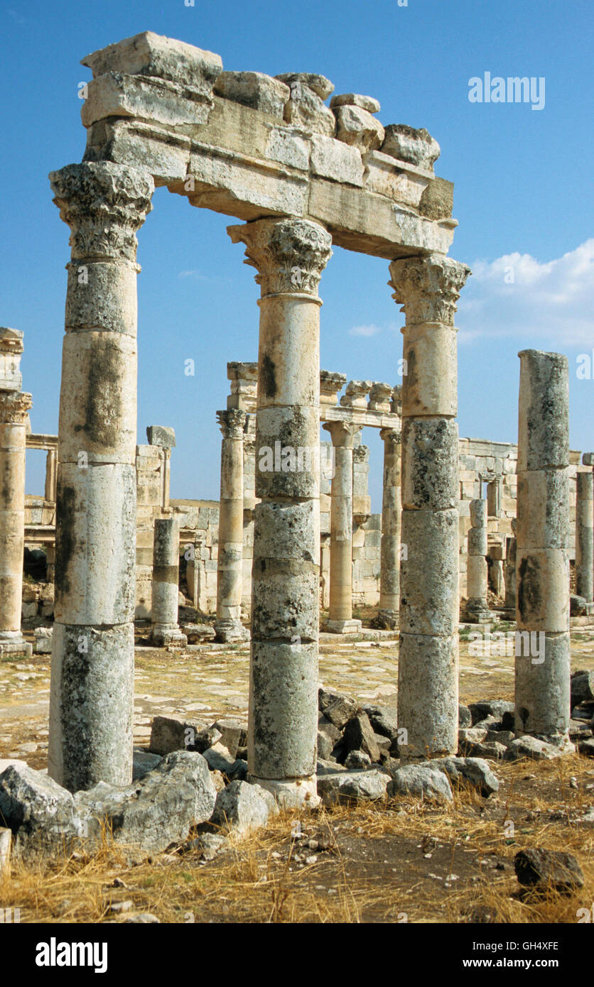 geography / travel, Syria, Roman colonnaded street (colonnades), Apamea, close Easter, Additional-Rights-Clearance-Info-Not-Available Stock Photo