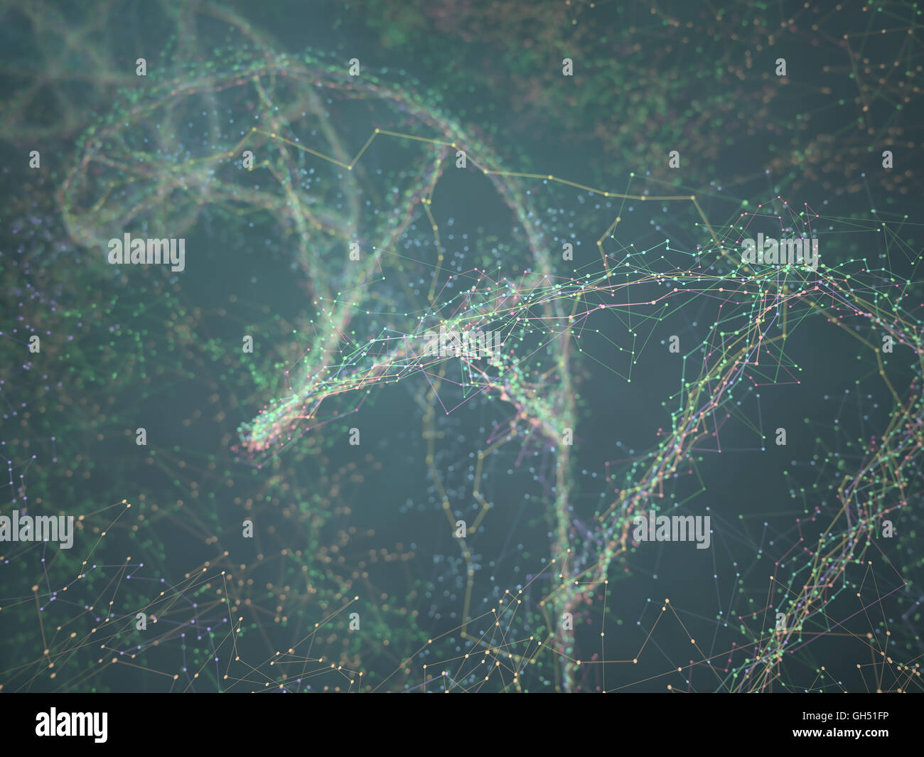 Dna helix connected by nodes and connections colored Stock Photo - Alamy