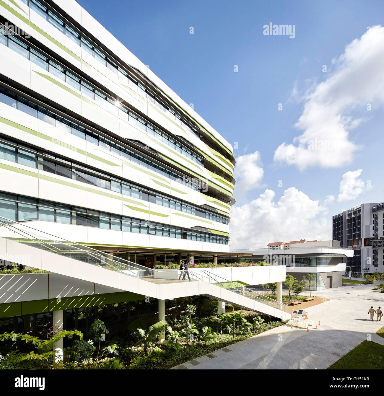 Facade perspective with staircase links. Singapore University of Technology and Design, Singapore, Singapore. Architect: UNStudio, 2015. Stock Photo