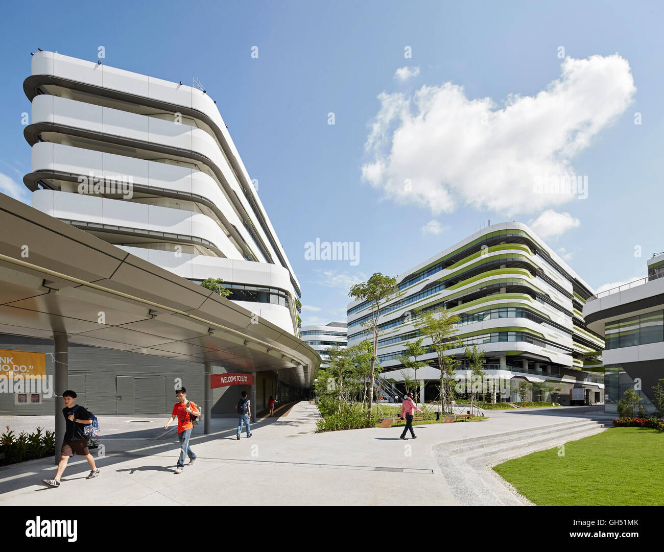 Approach towards campus with landscaping. Singapore University of ...