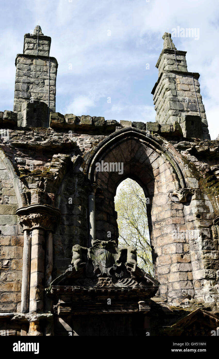 The ruins of Holyrood Abbey, next to Holyrood Palace, the Queen's