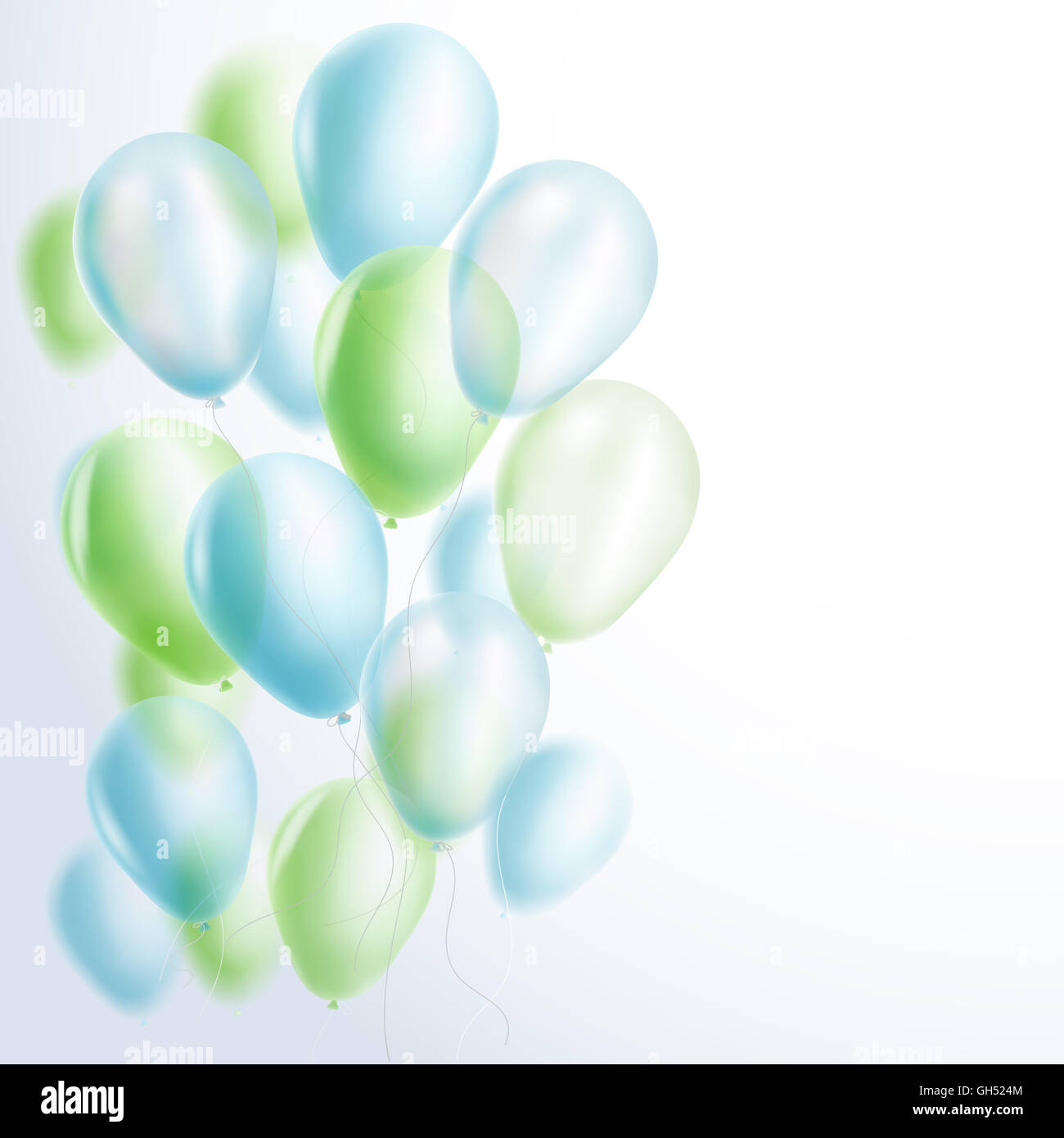 light blue and green balloons background Stock Photo