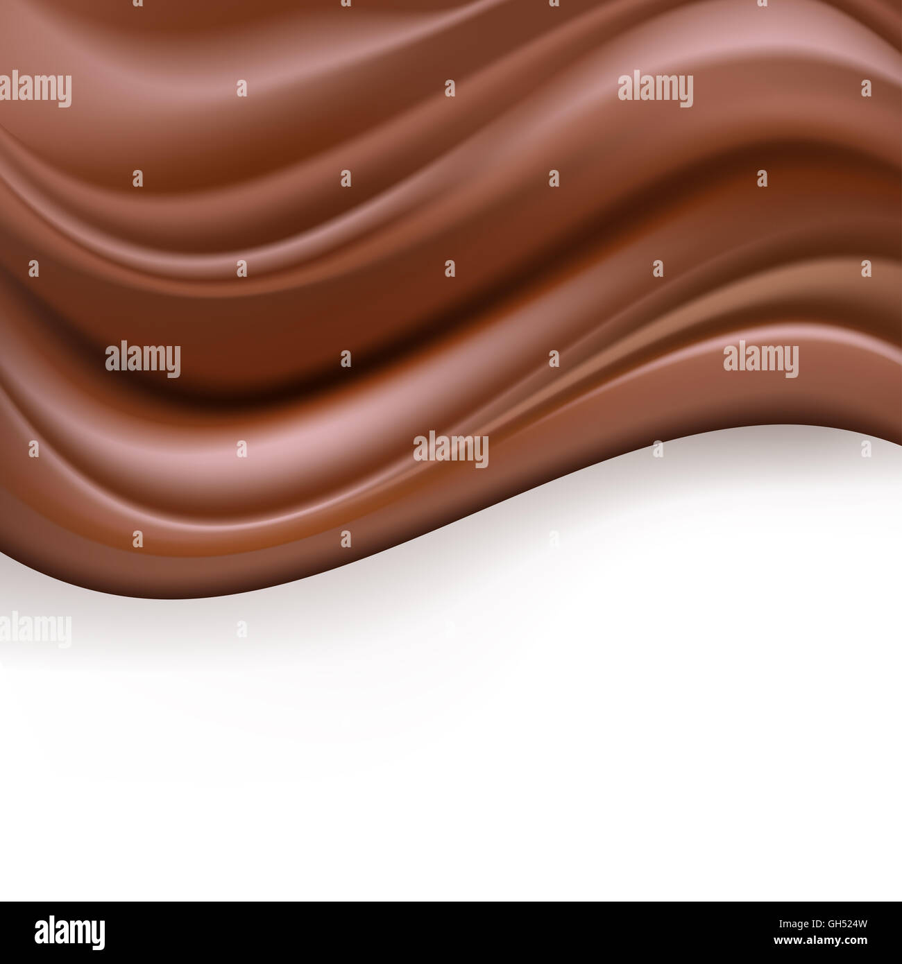 abstract background with creamy chocolate waves on white Stock Photo