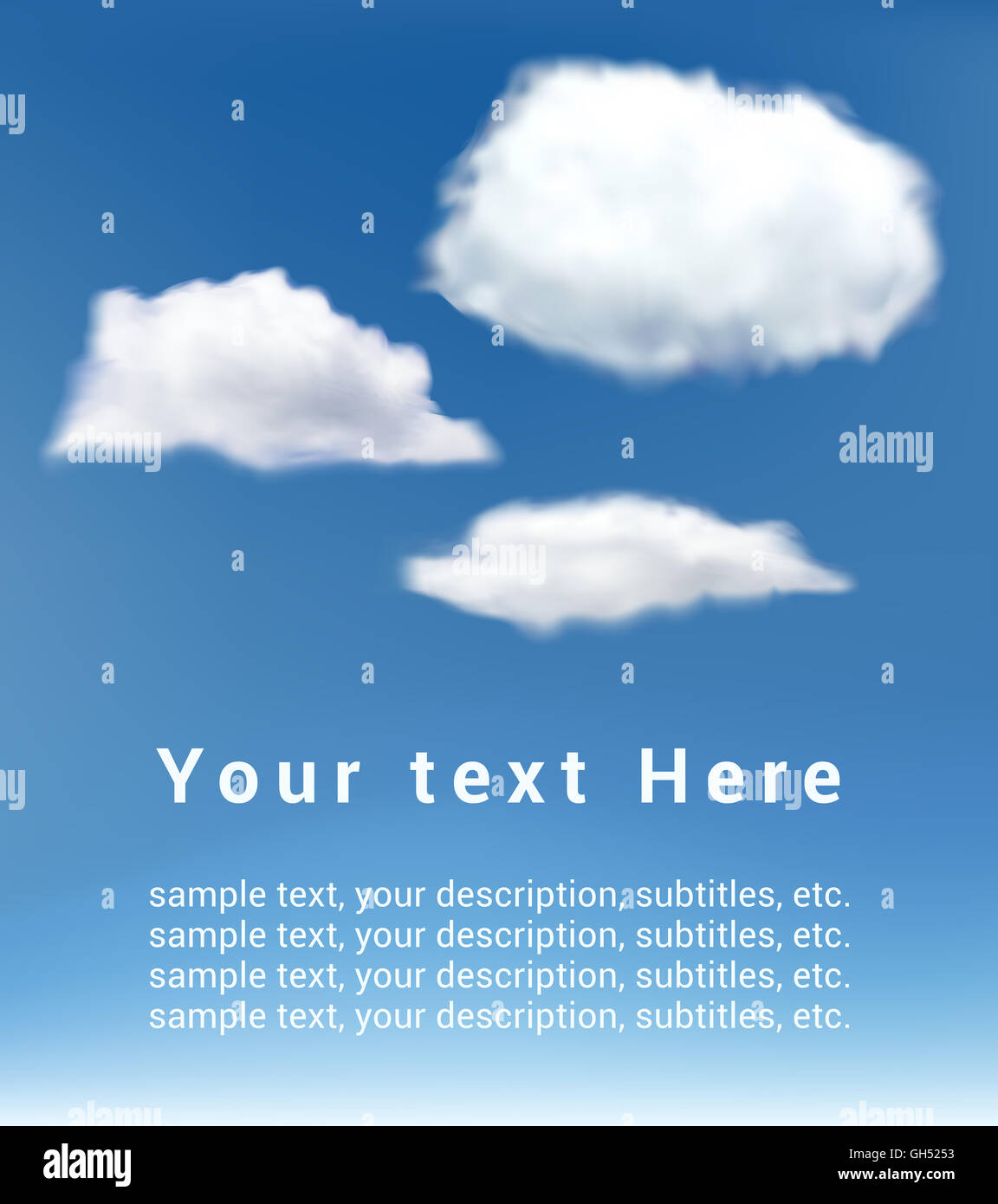 realistic white clouds on blue sky background Stock Photo