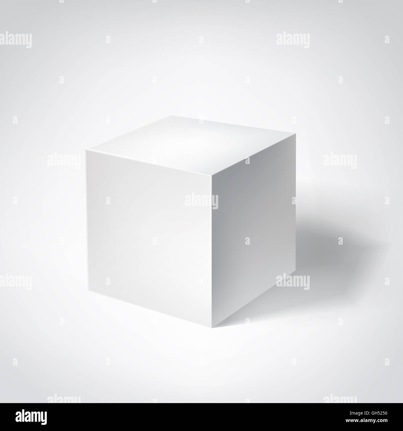 white 3d cube geometric figure with shadow Stock Photo