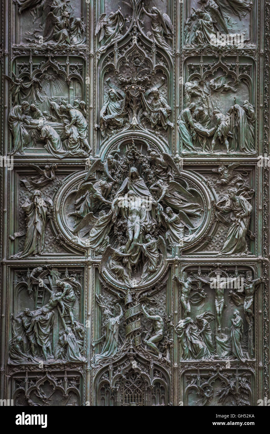 Famous bronze doors of Milan Cathedral, Italy Stock Photo Alamy