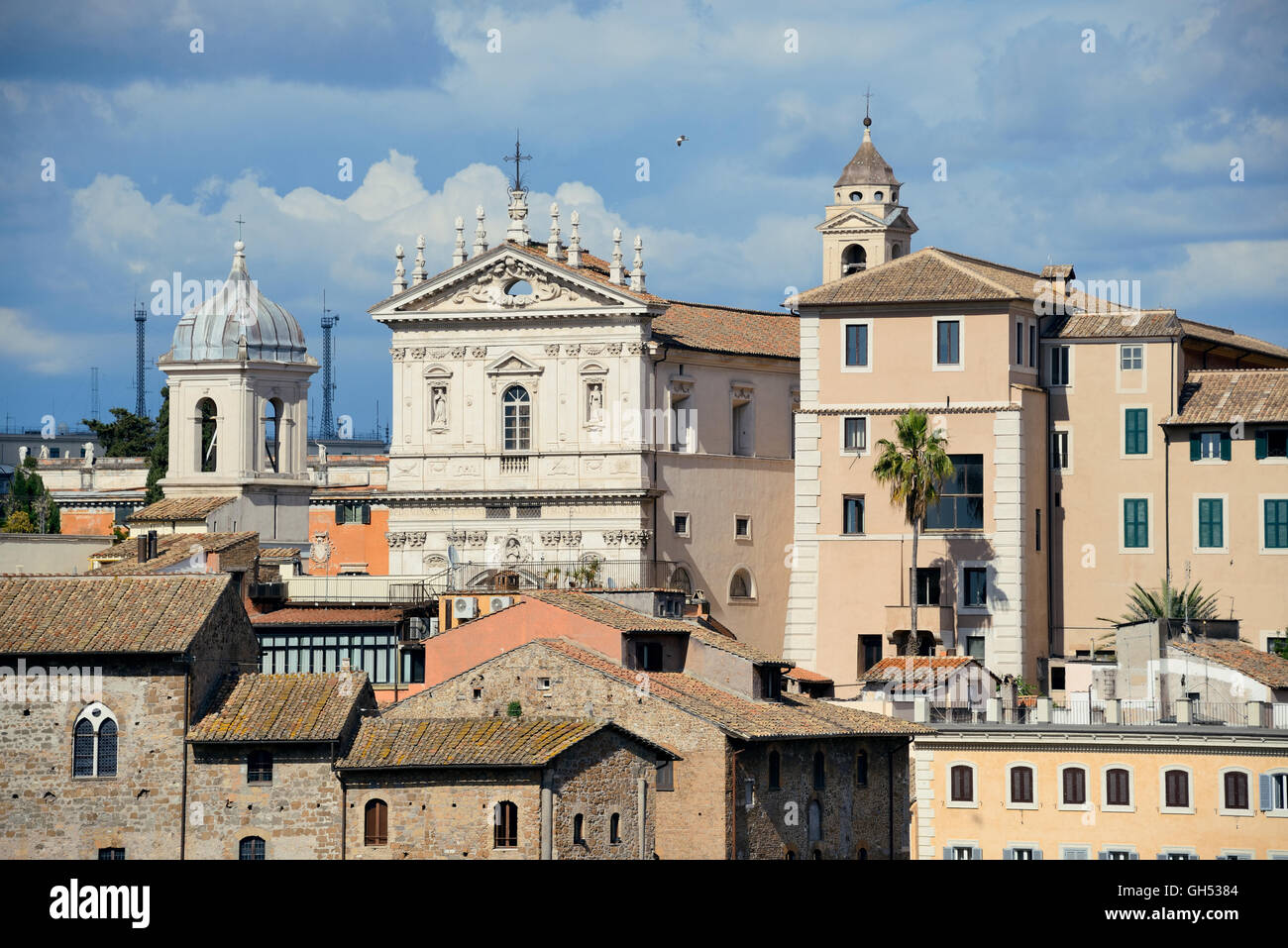 Rome rooftop view with ancient architecture in Italy Stock Photo - Alamy