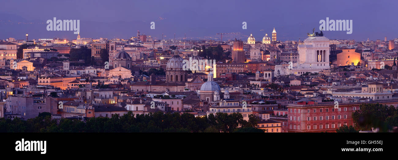 Rome rooftop panorama view with skyline and ancient architecture in ...