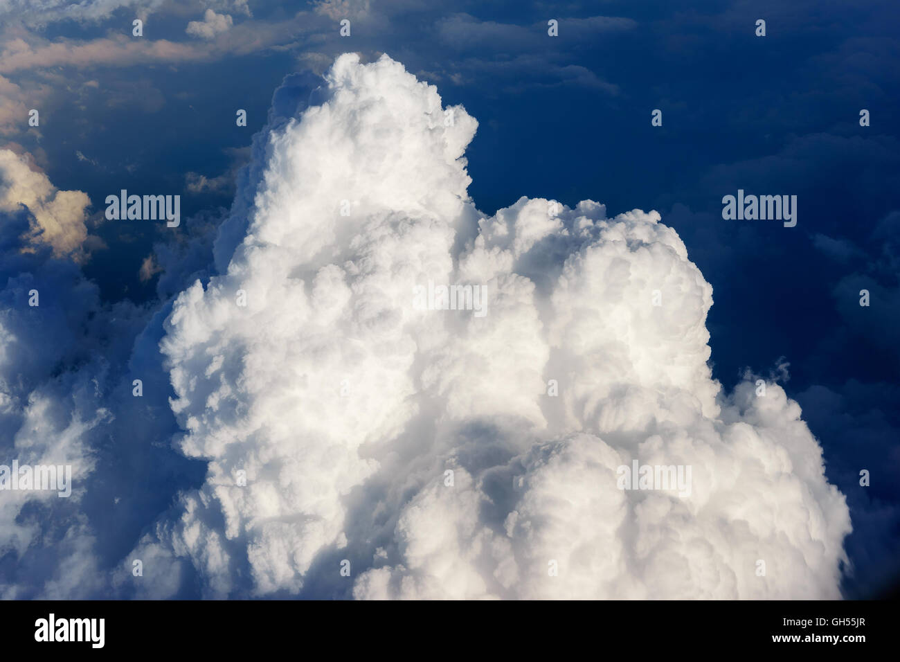 Blue sky with white clouds view from air plane Stock Photo