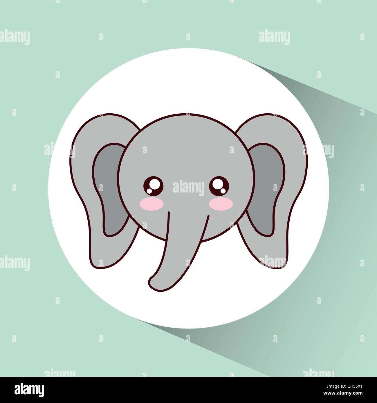 Kawaii elephant icon. Cute animal. Vector graphic Stock Vector Image ...