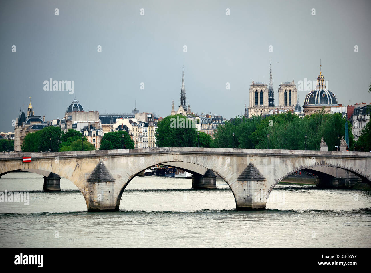 Paris Rivers Bridge Paris River Seine with bridge and historical architecture Stock Photo ...