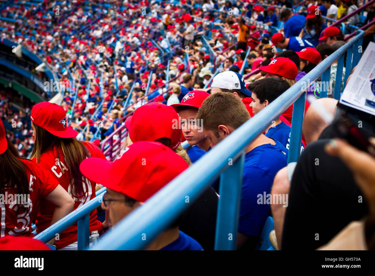 Baseball fans wait for the game to begin on Canada Day at the Rogers