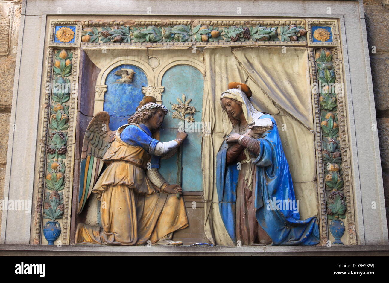 Annunciation - St. Gabriel announces the Virgin Mary the God plan for her to be the mother of His Son, Jesus Stock Photo