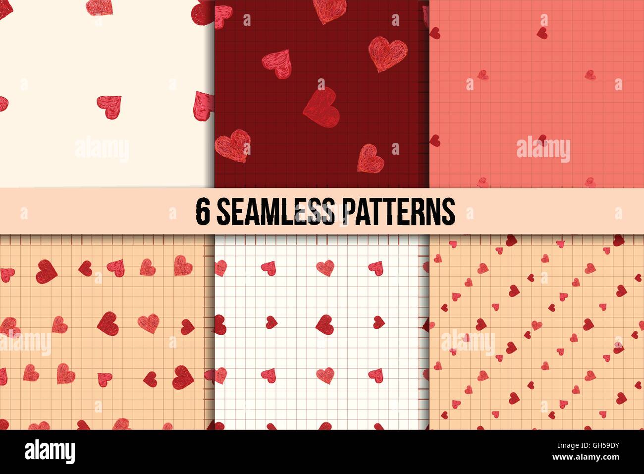 Stock Heart Pattern Seamless patterns with hearts Stock Vector Image & Art - Alamy