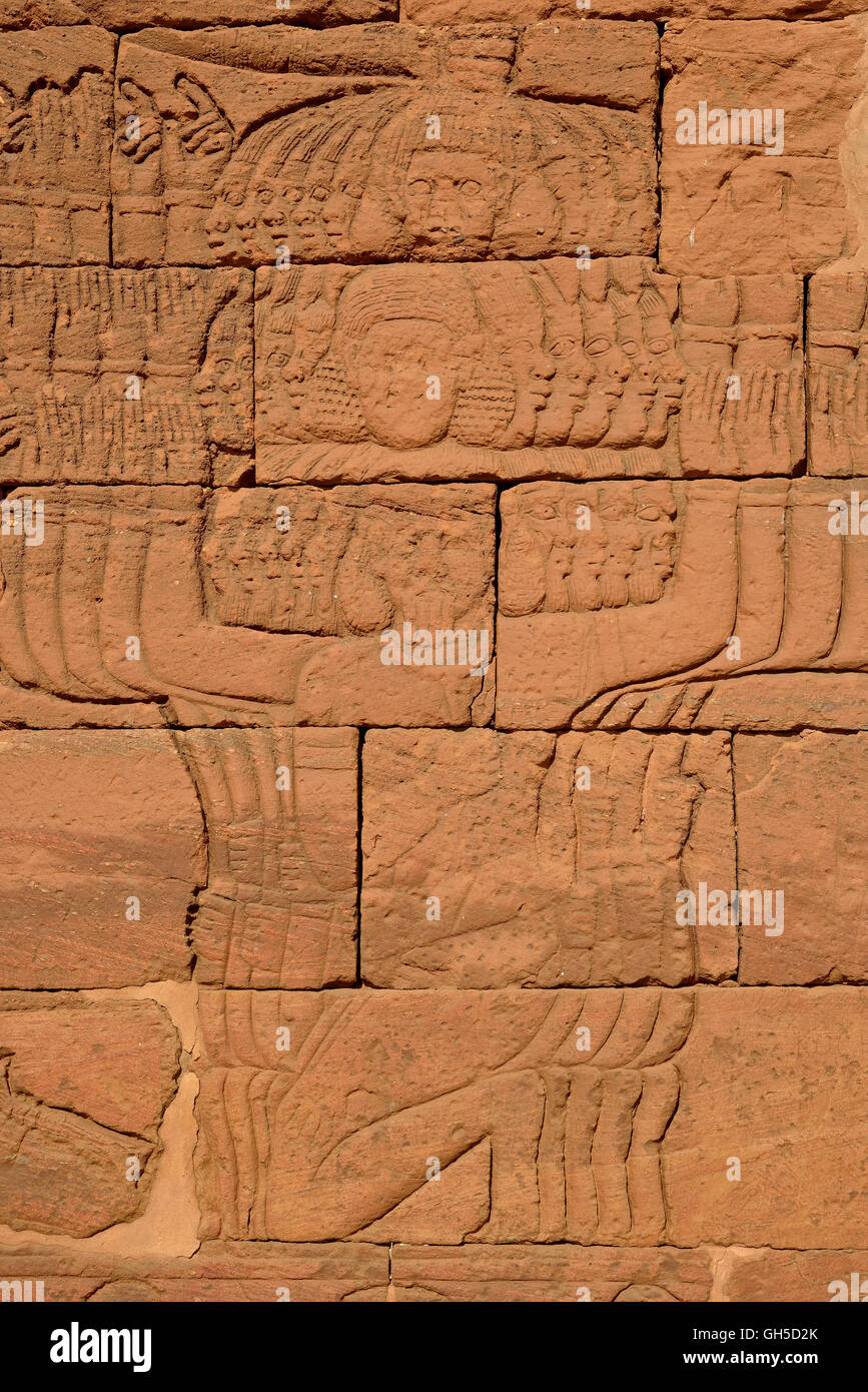 geography / travel, Sudan, relief at temple of lion, Naga, black Pharaohs, Nubia, Nahr an-Nil, Additional-Rights-Clearance-Info-Not-Available Stock Photo