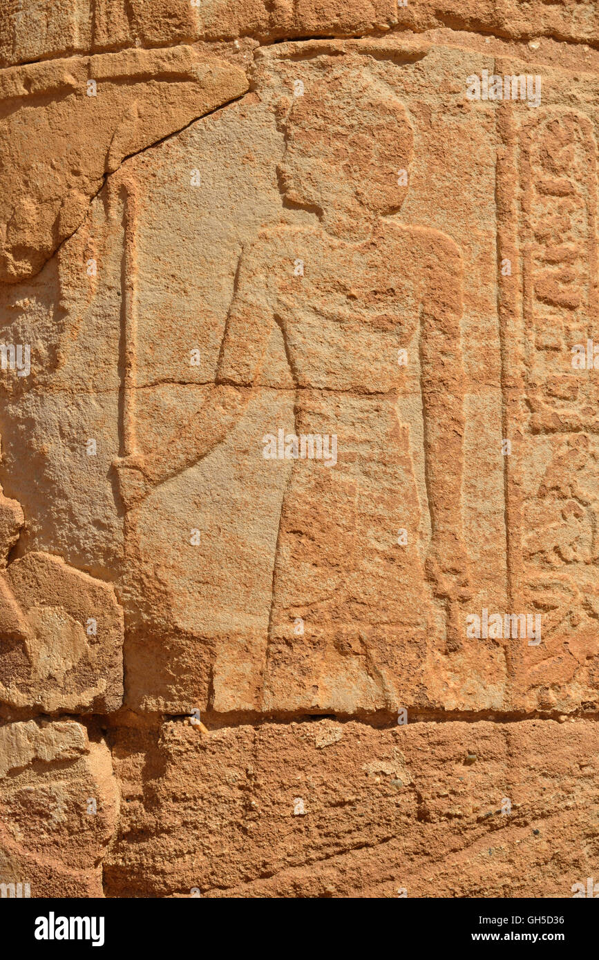 geography / travel, Sudan, relief at a pillar in the Precinct of Amun-Re of Naga, black Pharaohs, Nubia, Nahr an-Nil, Additional-Rights-Clearance-Info-Not-Available Stock Photo