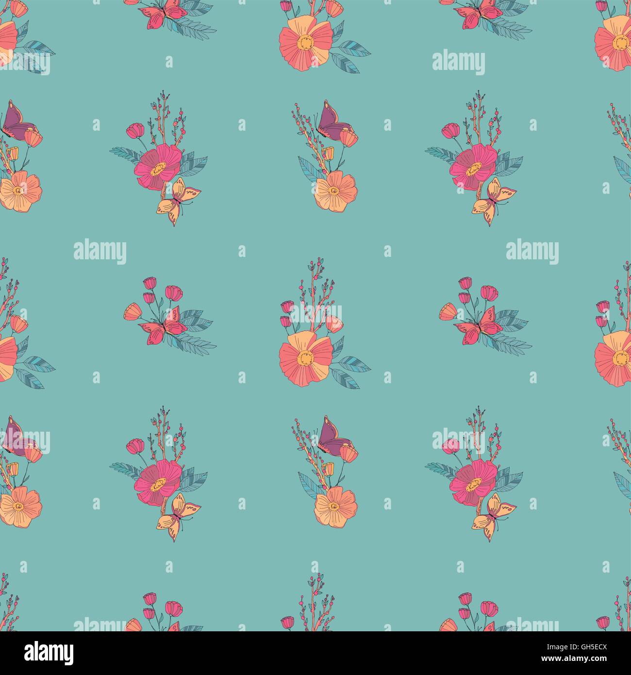 Floral Seamless Vintage Wildflowers Pattern Stock Vector Image & Art ...