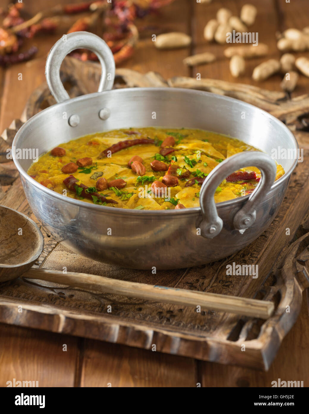 Dal Dhokli. Gujarati lentil stew. India Food Stock Photo