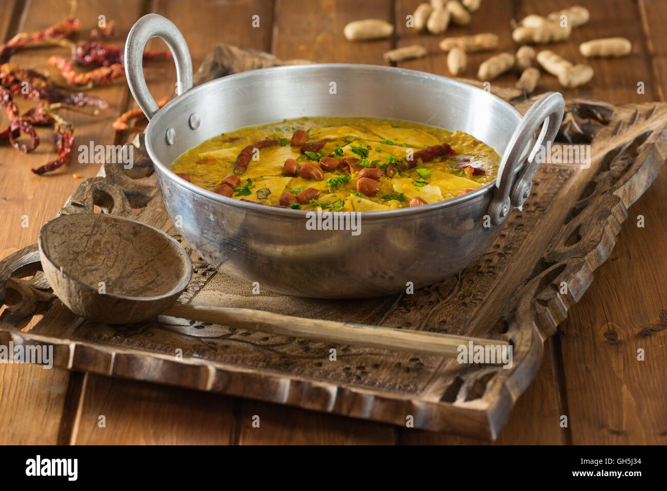 Dal Dhokli. Gujarati lentil stew. India Food Stock Photo
