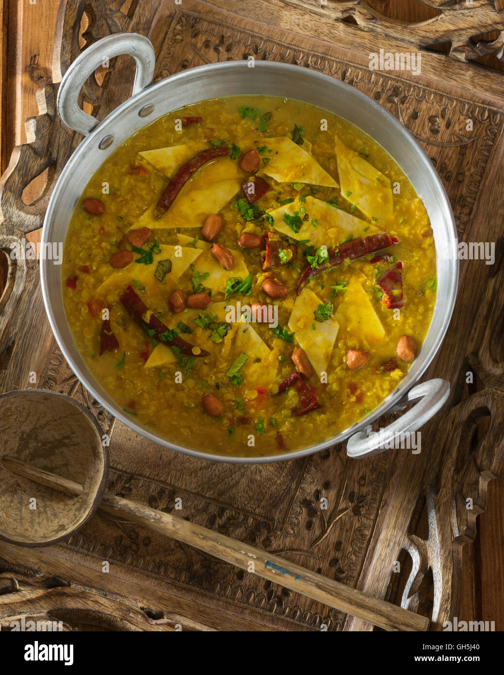 Dal Dhokli. Gujarati lentil stew. India Food Stock Photo