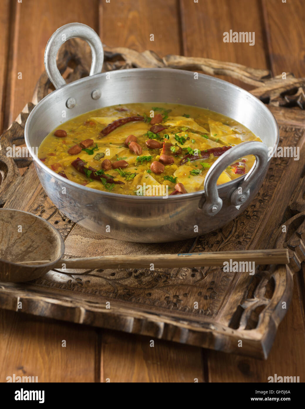 Dal Dhokli. Gujarati lentil stew. India Food Stock Photo