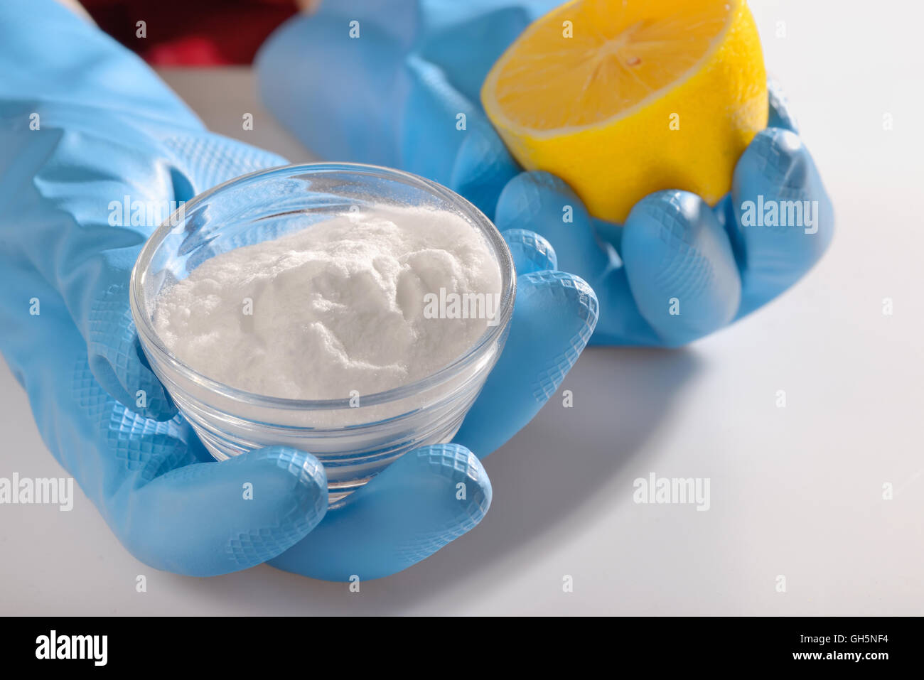 cleaning tools and sodium bicarbonate for house cleaning Stock Photo