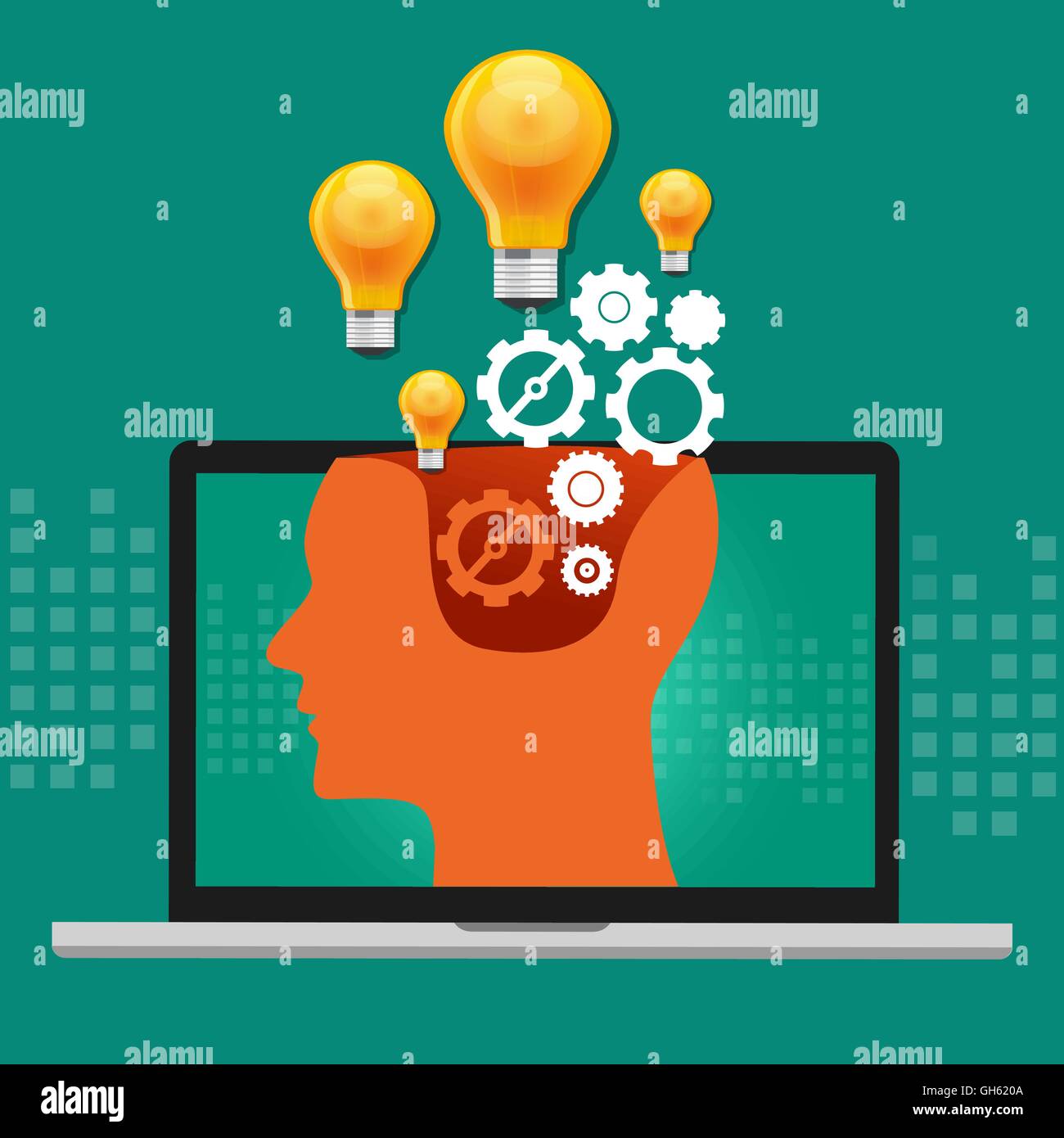 AI artificial intelligence computer technology to create humanlike robot brain Stock Vector