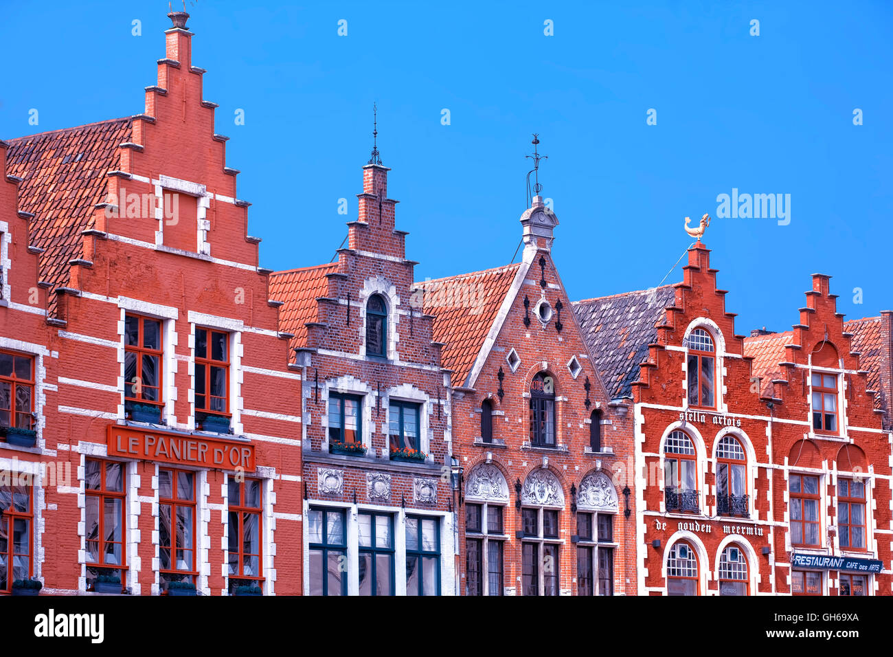 Houses on the Markt (Market square) in Bruges, Belgium Stock Photo