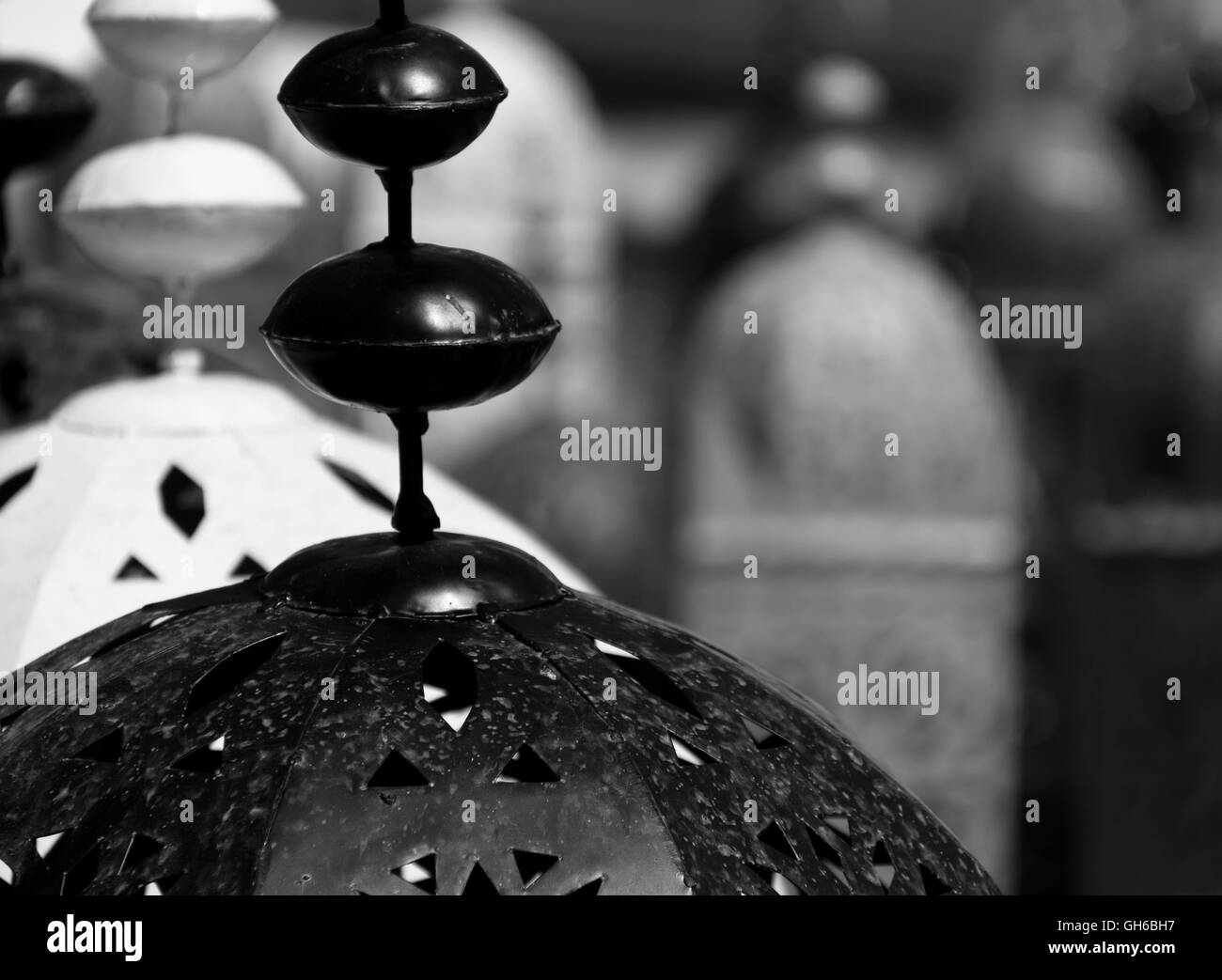 Black And White Image Of Lanterns On Sale In Spanish Market Stock Photo Alamy