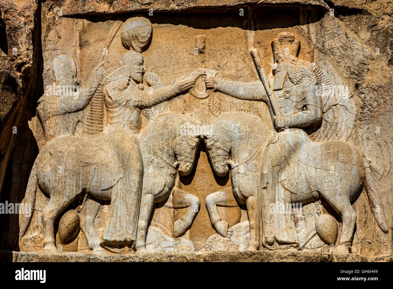 geography / travel, Iran, Naqsh-e Rustam, relief, king Ardashir I receiving  from Ahura Mazda the ring of power, 3rd century, Artist's Copyright has not  to be cleared Stock Photo - Alamy