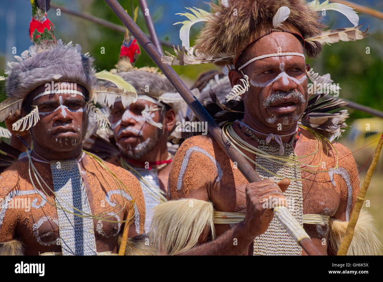 Warrior faces, Baliem valley Stock Photo