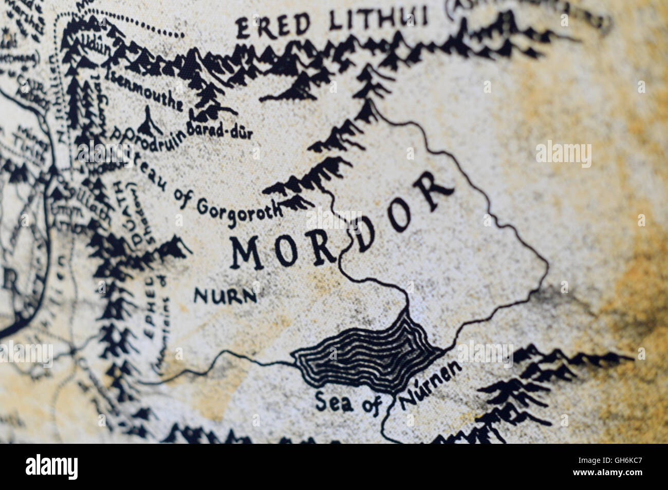 Map of Mordor from the Lord of the Rings by JRR Tolkien Stock Photo