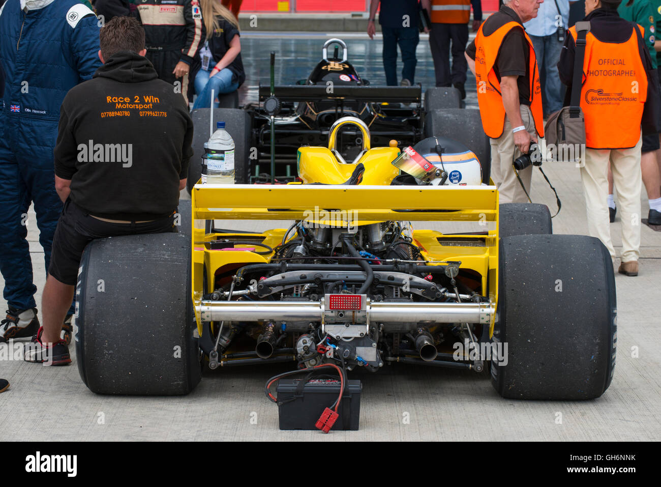 Ollie Hancock's Fittipaldi F5A F1 racing car at the FIA Masters Historic Formula 1 race, 2016 Silverstone Classic event, UK Stock Photo