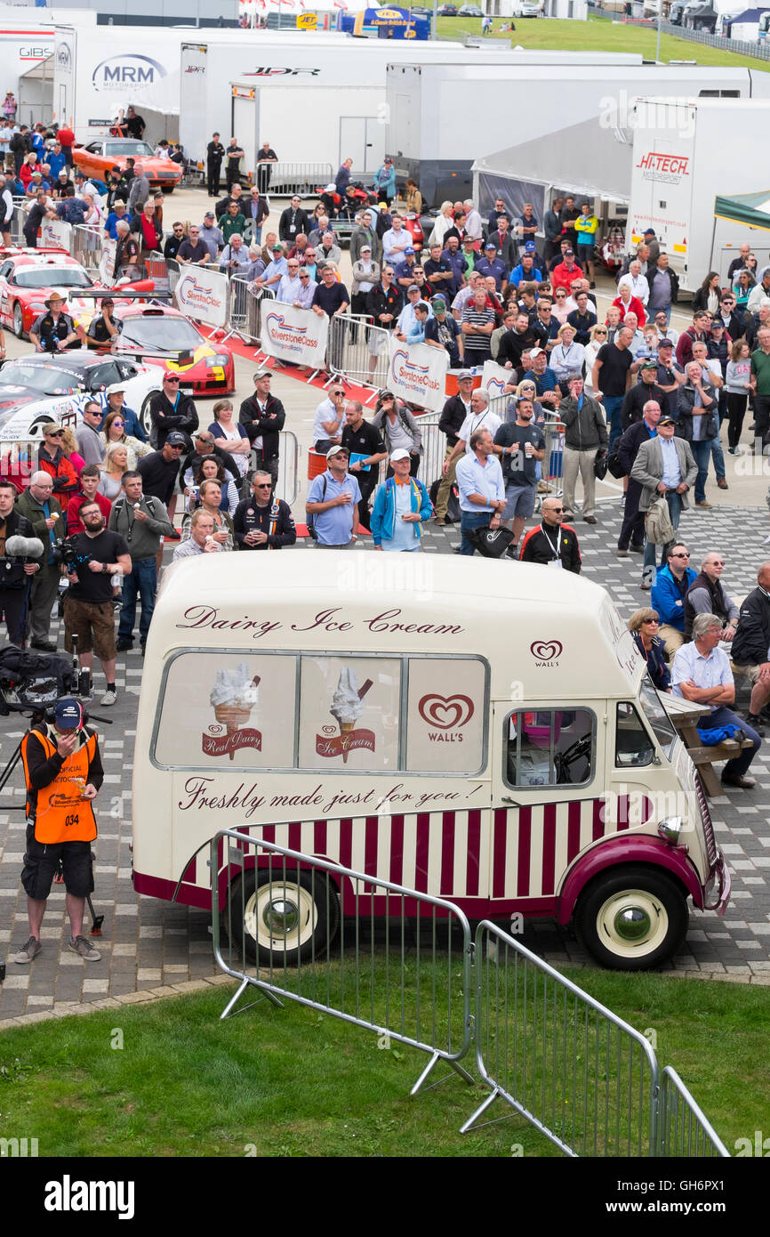 A traditional dairy ice cream van at Silverstone Classic 2016, England, UK Stock Photo