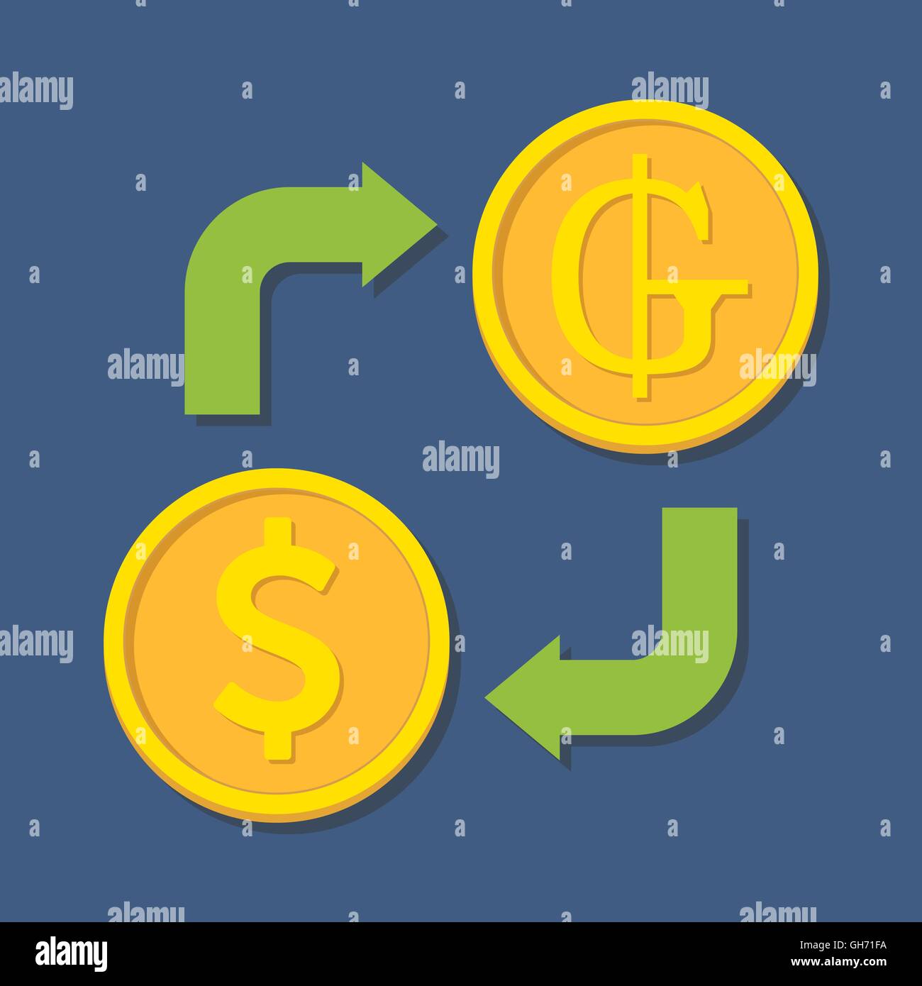 Currency exchange. Dollar and Guarani. Vector illustration Stock Vector