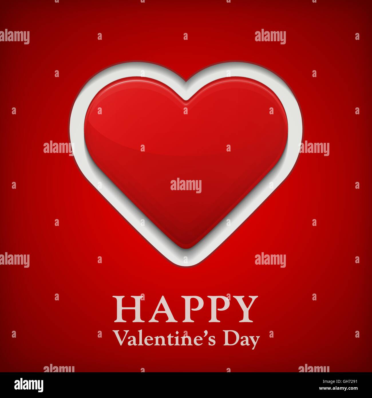 Valentine's day greetings card with big red heart. Vector illustration ...