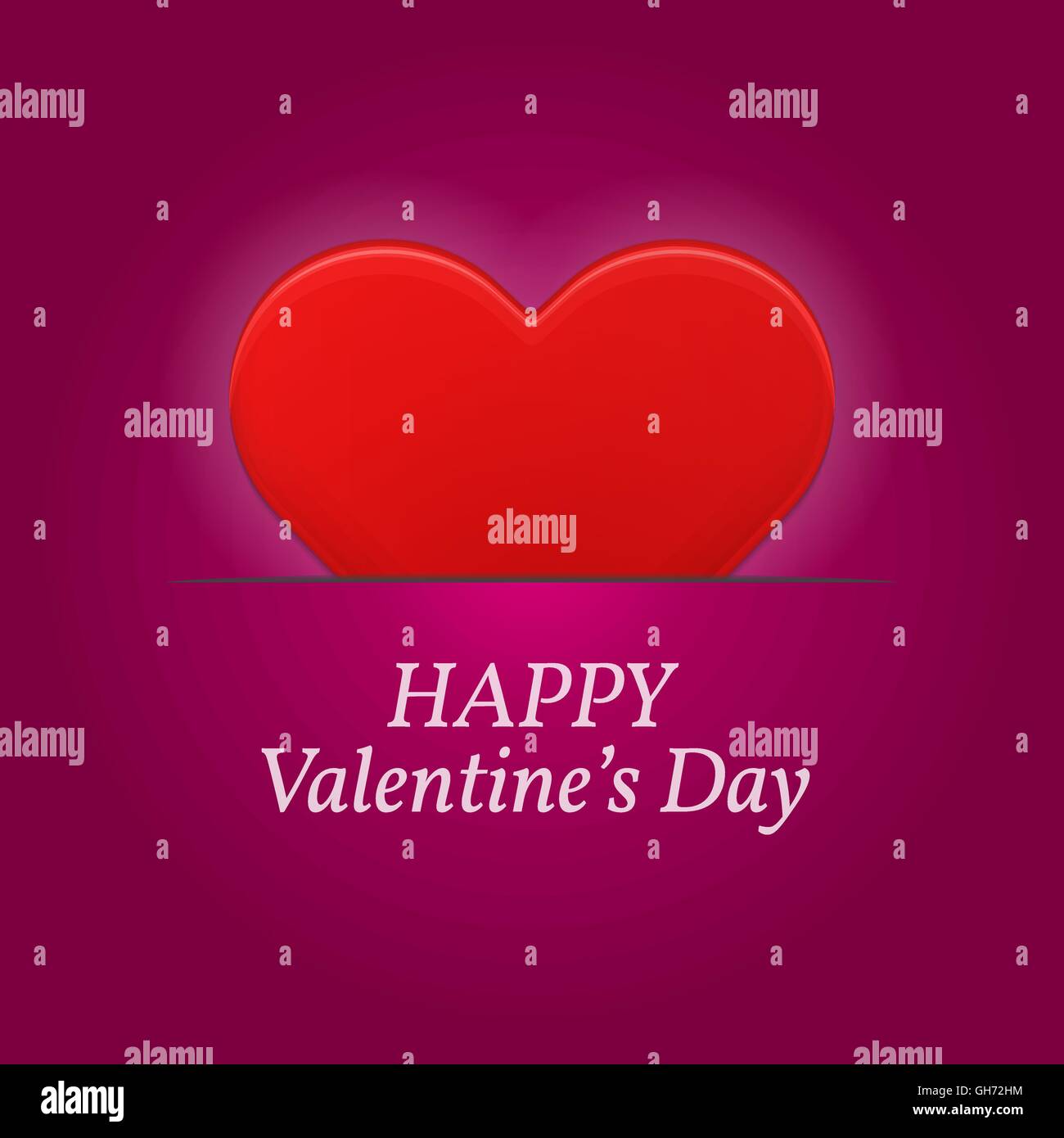Valentine's day greetings card with big red heart. Vector illustration ...