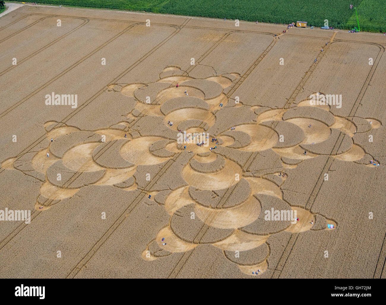 Crop circle in a cornfield at Mammendorf, Upper Bavaria, Bavaria, Germany, Europe Stock Photo