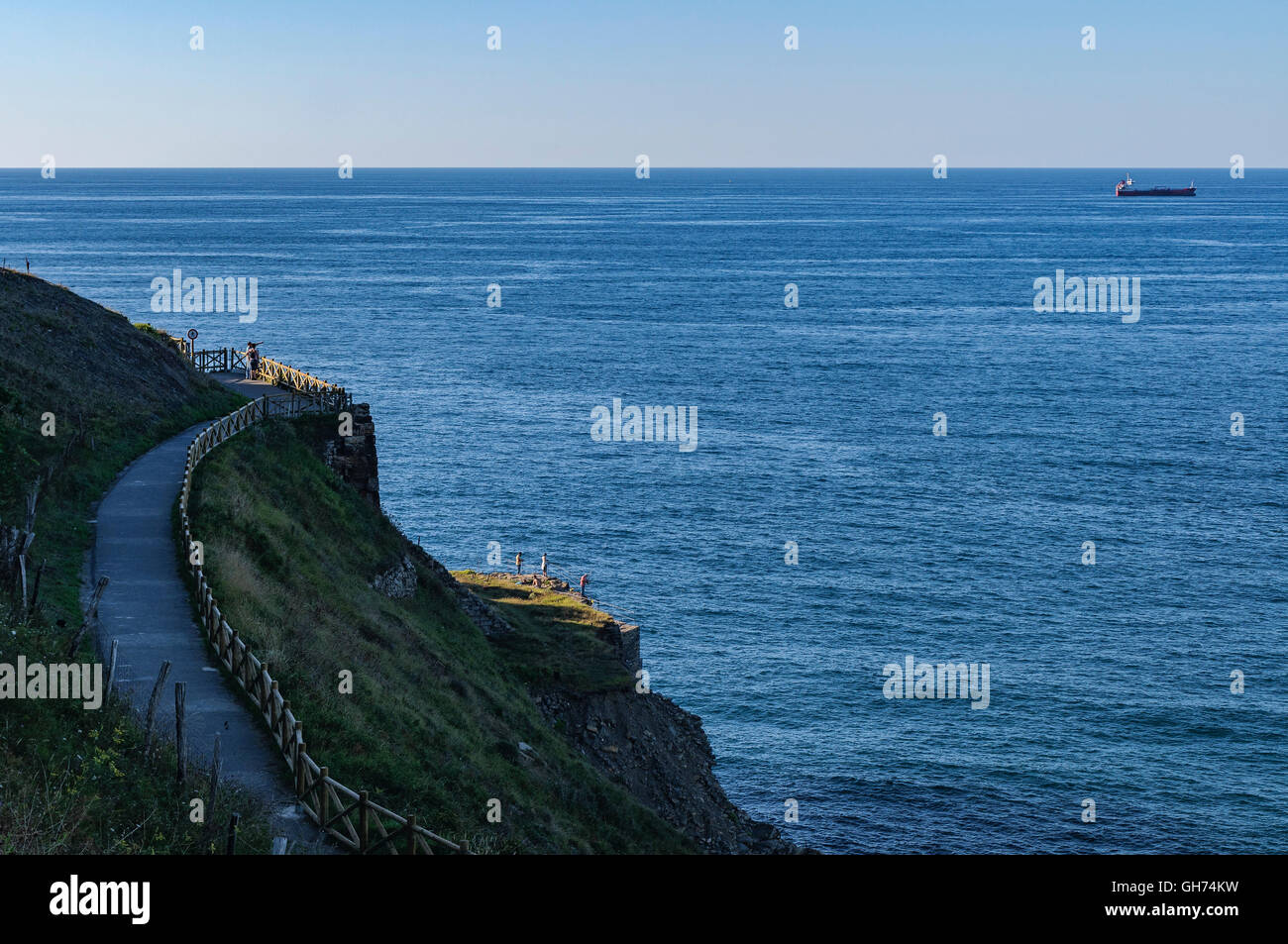 Itsaslur walk to the edge of the Cantabrian Sea, coast of Bilbao, northern Spain Stock Photo