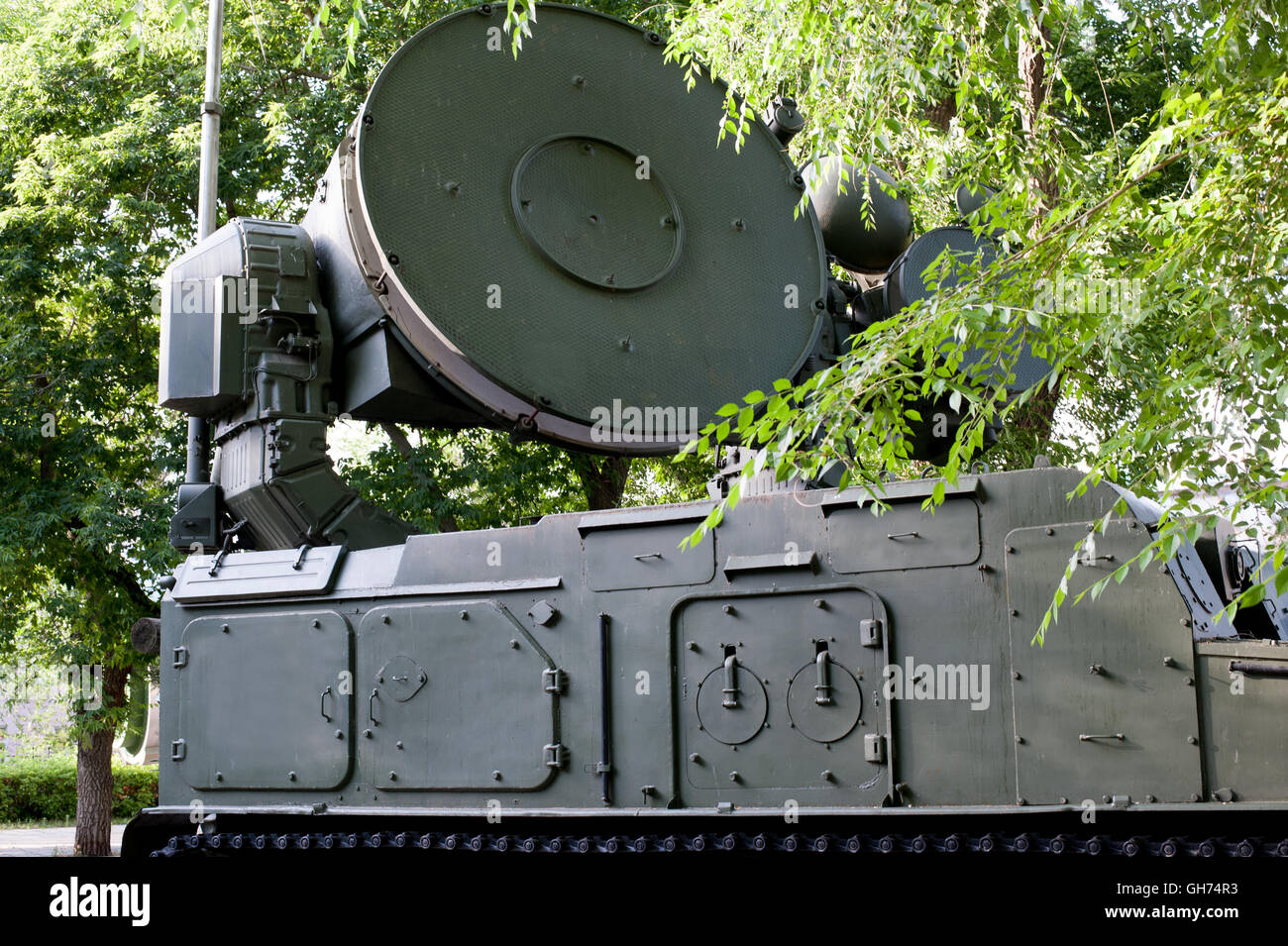 The 1S32 'Pat Hand' is a Soviet-made fire control and command guidance radar in Frunze garden, Orenburg city Stock Photo