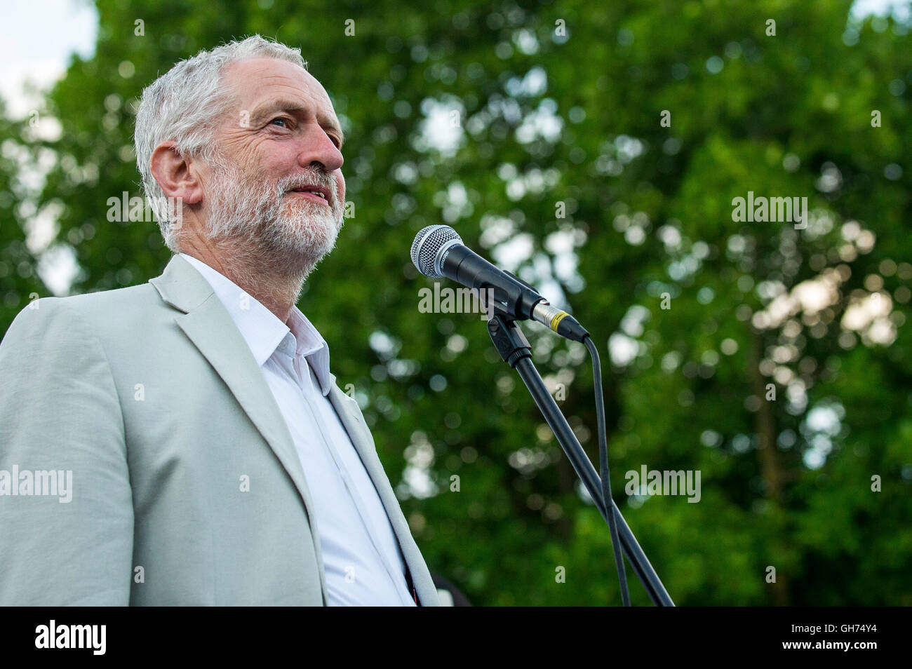 Labour Party leader Jeremy Corbyn addresses his supporters in Bristol ...