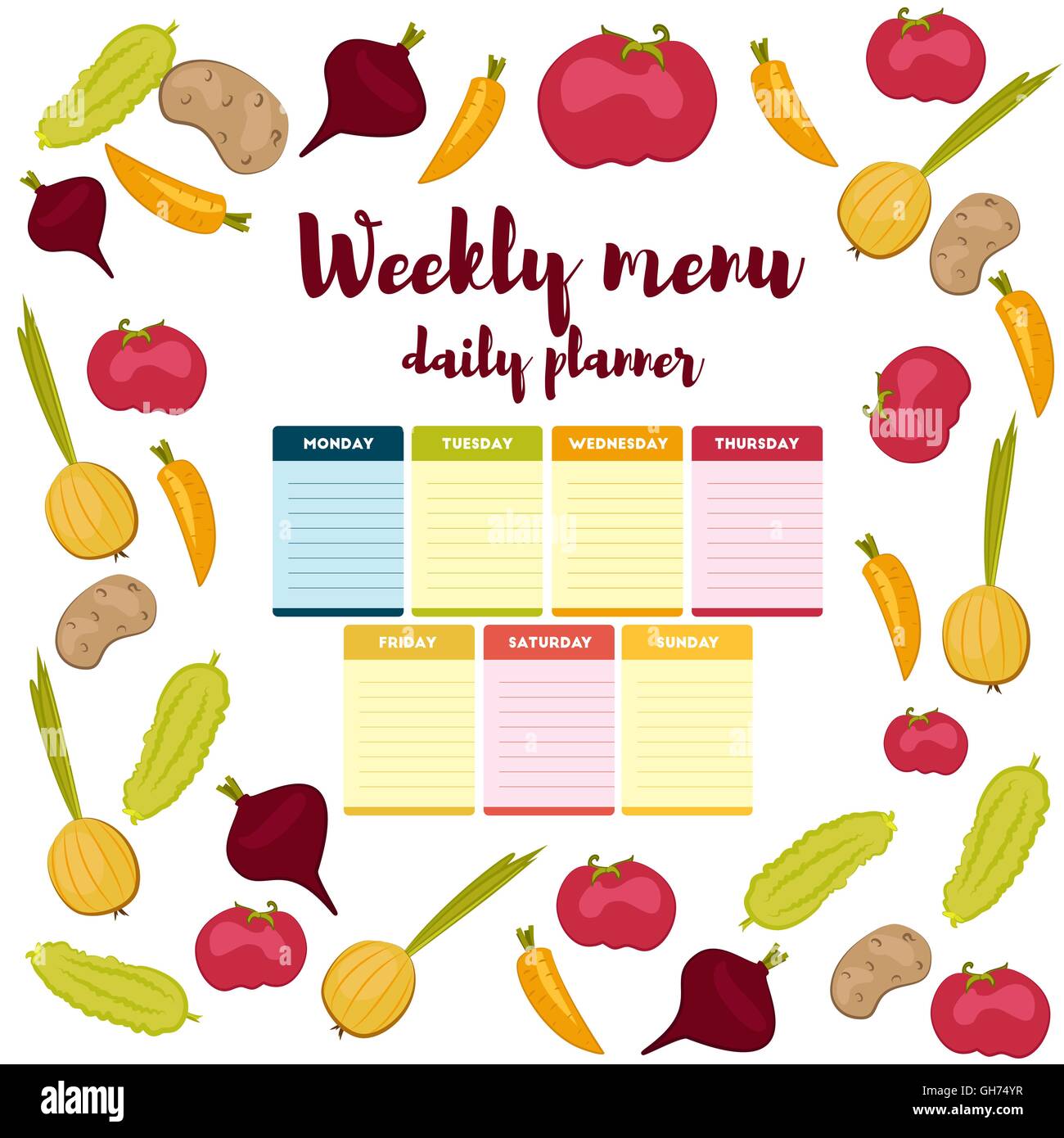 Weekly menu daily planner Stock Vector Image & Art - Alamy