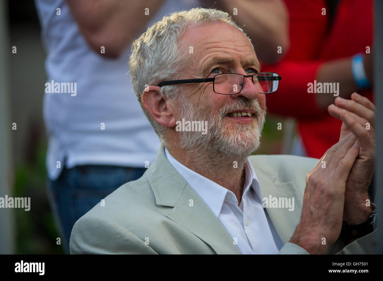 Labour Party leader Jeremy Corbyn waits to address his supporters in ...