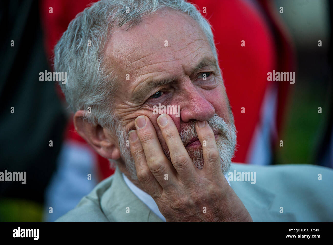 Labour Party leader Jeremy Corbyn waits to address his supporters in ...