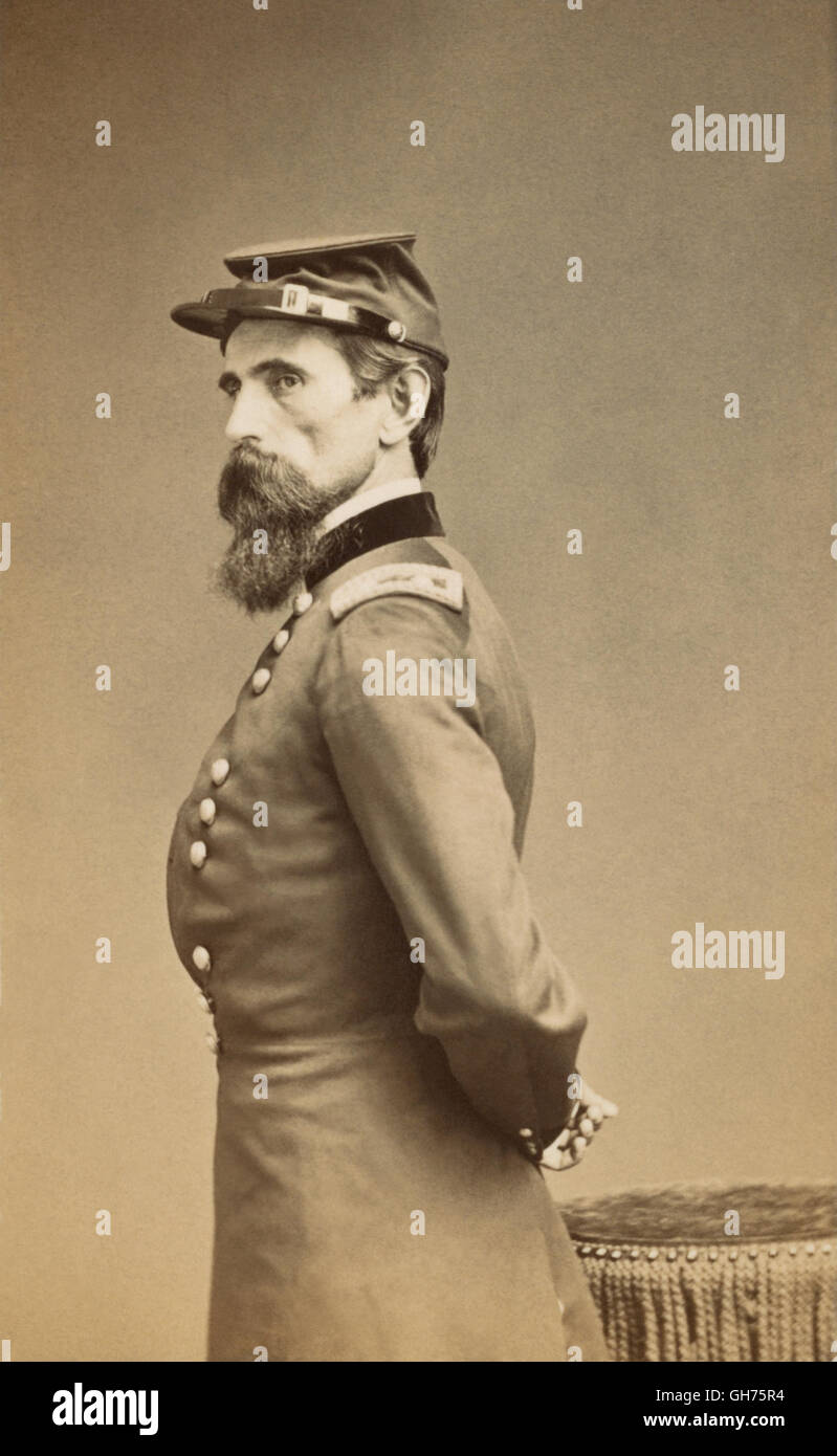 Major General Lewis 'Lew' Wallace of 11th Indiana Infantry Regiment and 66th Indiana Infantry Regiment in uniform. Photo by Charles D. Fredericks & Co. taken between 1861 and 1865. In 1880 Lew Wallace's immensely popular historical novel Ben-Hur was published by Harper & Brothers. Ben-Hur was adapted into a stage play in 1899 and movies were made of the novel in 1907, 1925, 1959, and 2016. Stock Photo