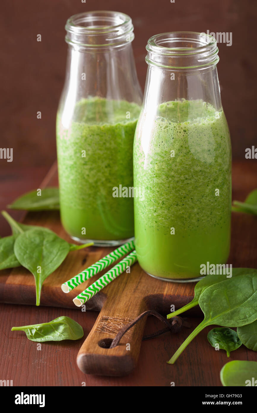 healthy green spinach smoothie with lemon orange Stock Photo Alamy