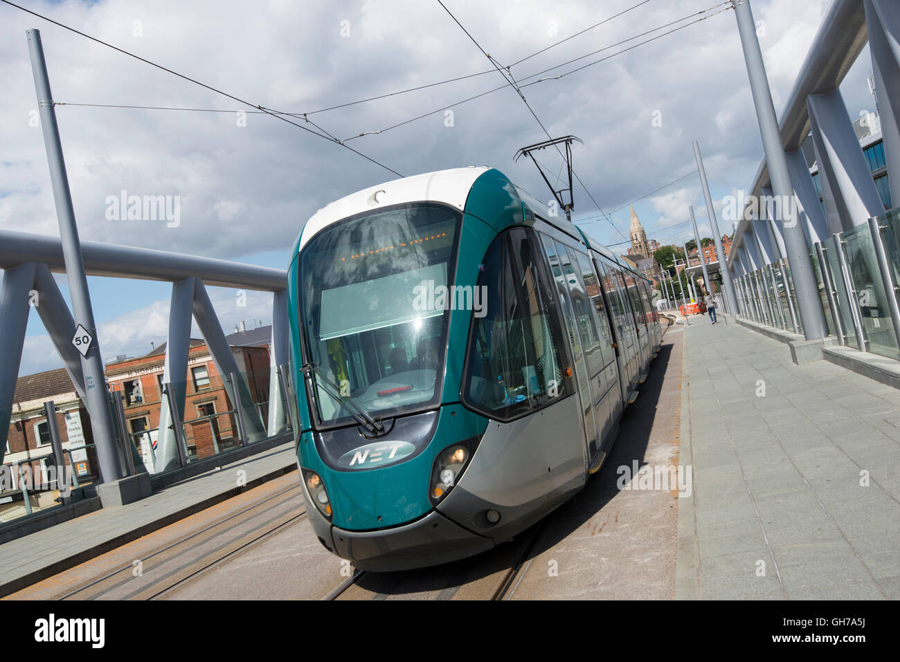 Tram stop at Nottingham Train Station in Nottingham City, Nottinghamshire England UK Stock Photo