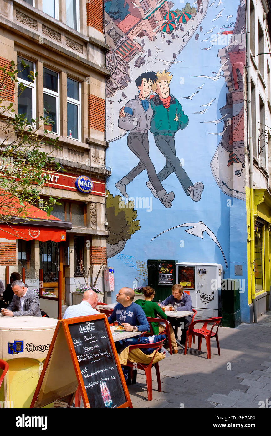 Broussaille by Franck Pe , mural in Brussels, Belgium Stock Photo
