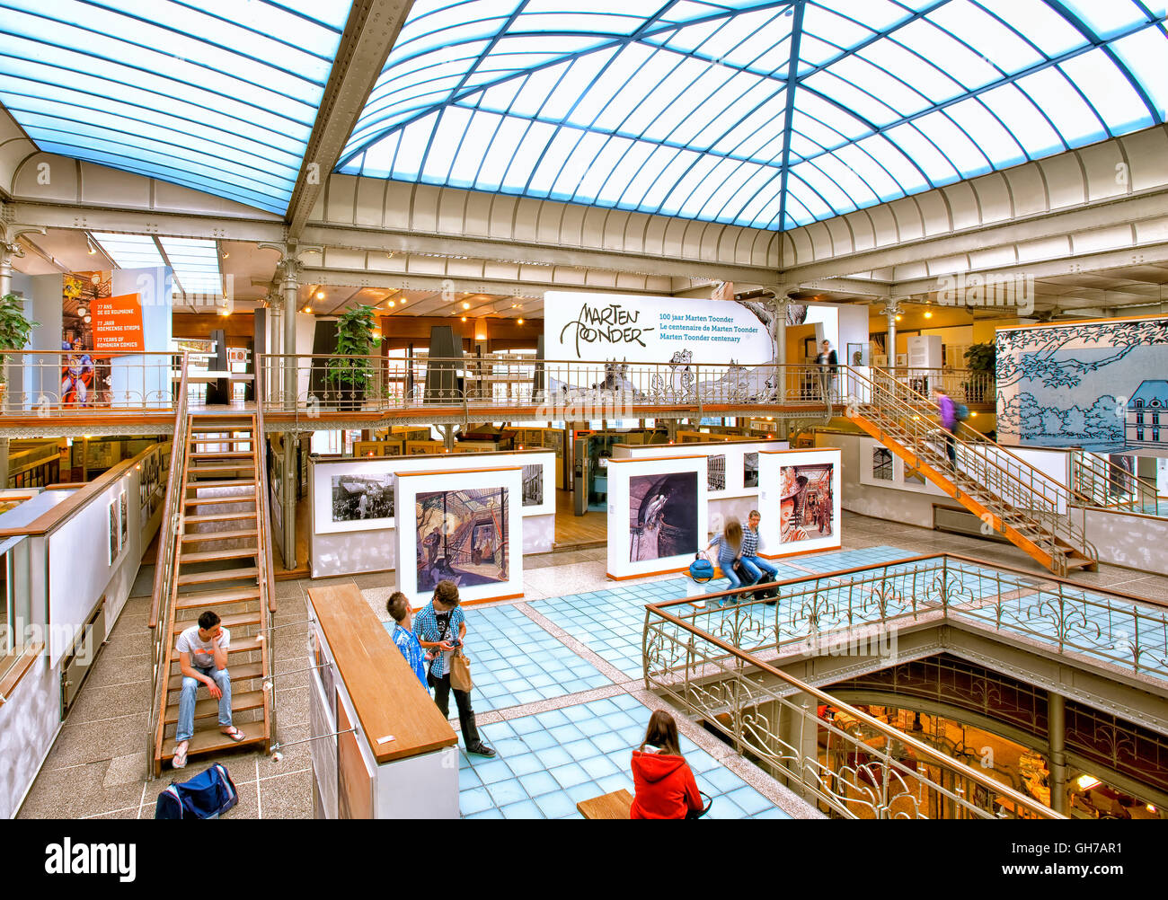 Interior of Museum of Comic Strip Art in Brussels, Belgium Stock Photo